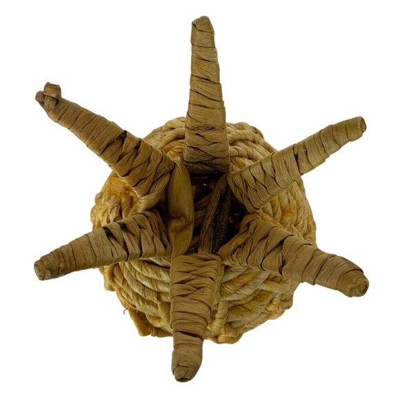 Handwoven Pineapple Wicker Rattan Woven Decorative Accent Tropical Tiki Boho - Picture 4 of 7